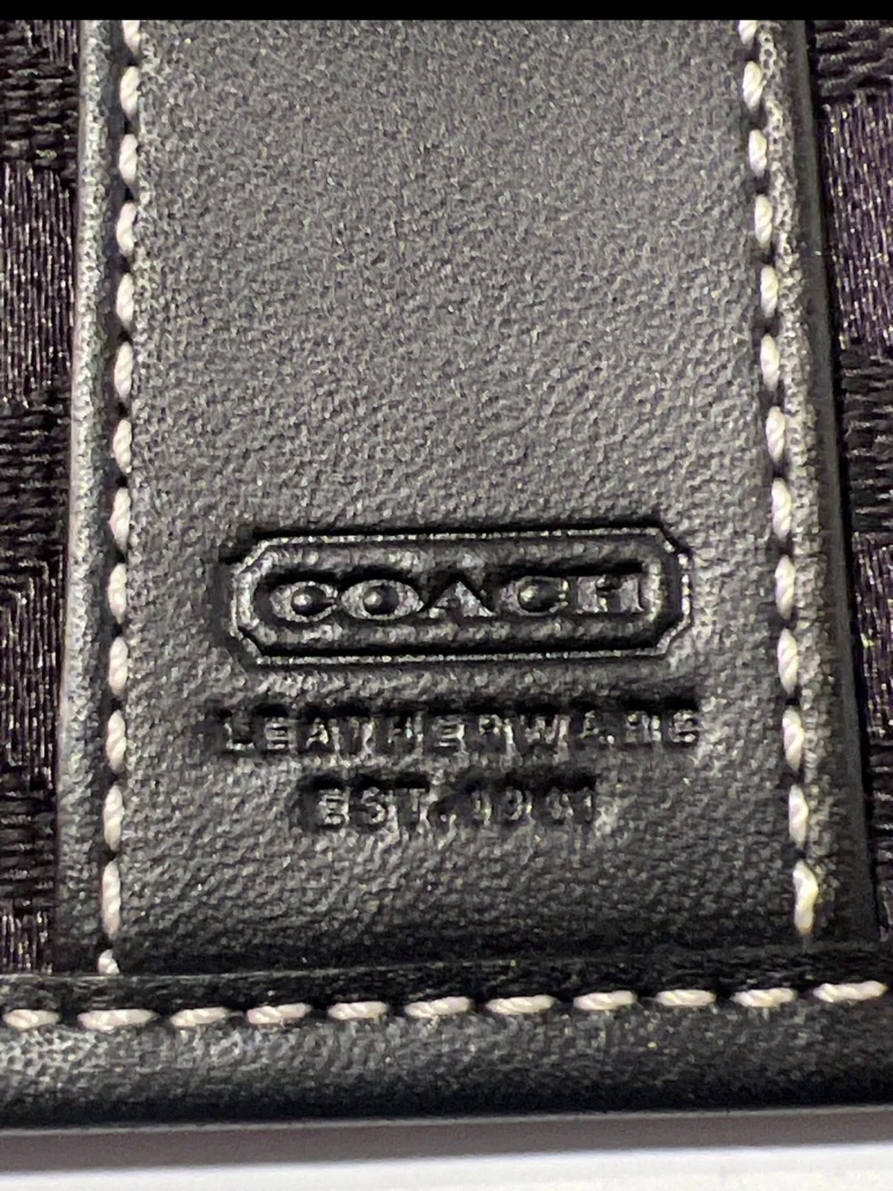 Coach Signature Jacquard Black Leather-Trim Wristlet Pouch Clutch Silver